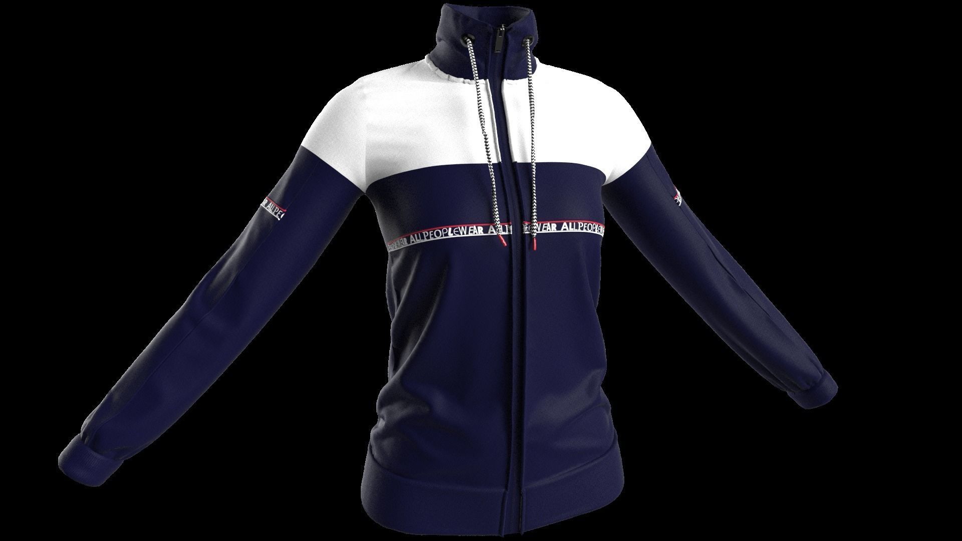 Ladies High-neck Jacket in Marvelous Designer  Low-poly 3D model_5