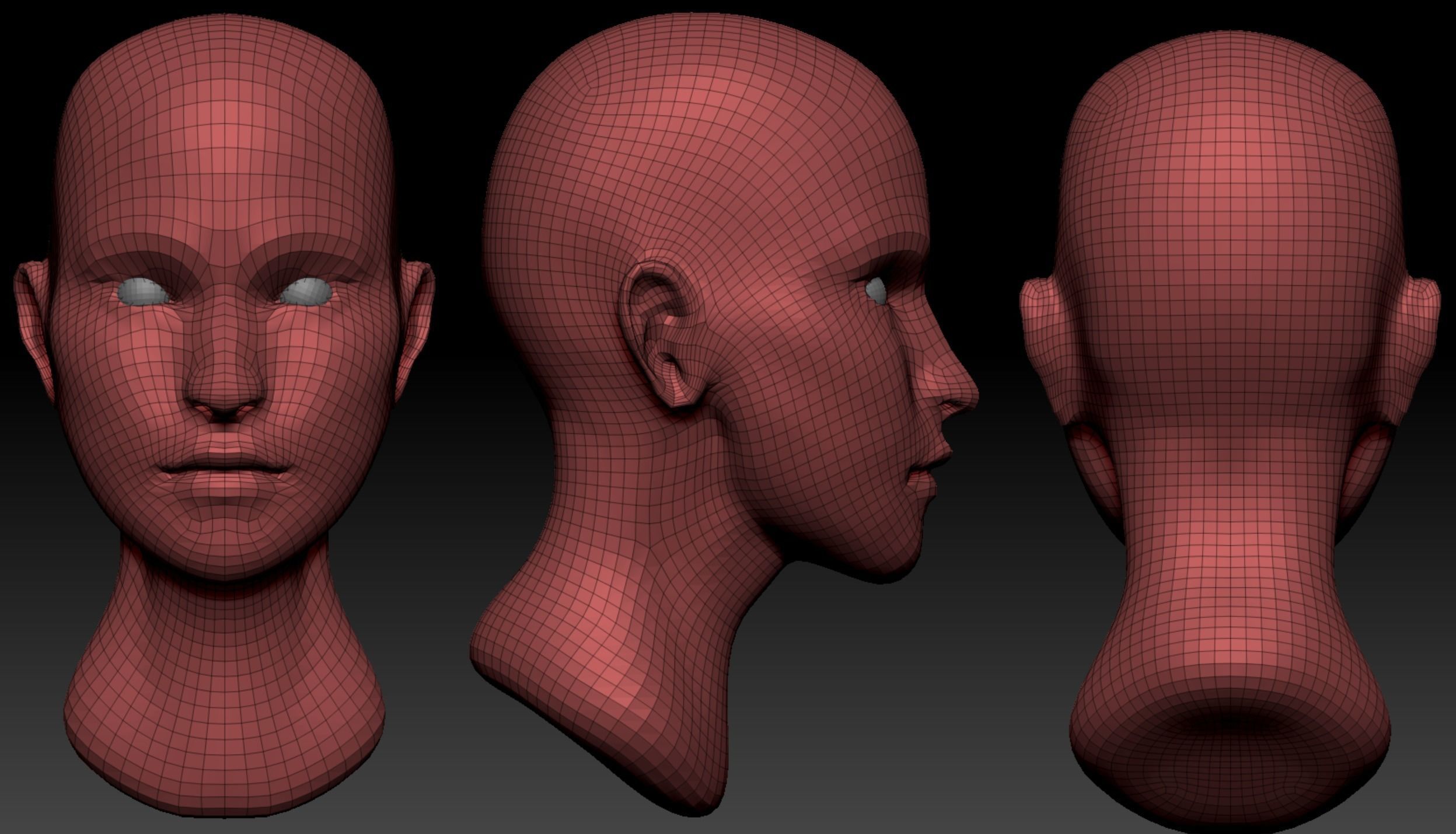 Female Head  Low-poly 3D model_2