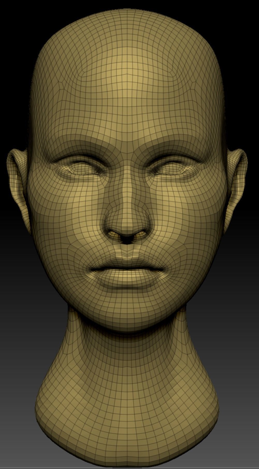 Female Head  Low-poly 3D model_3