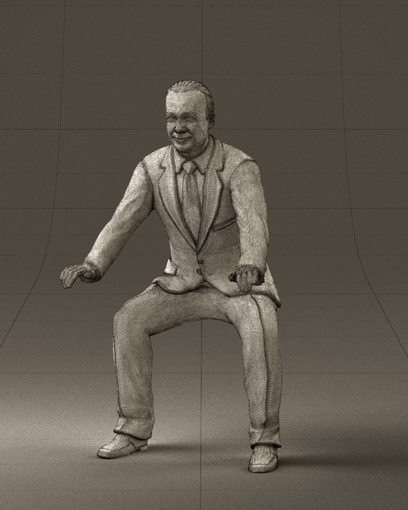 Man in blue suit seating 0820 3D model_32