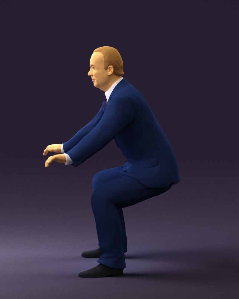 Man in blue suit seating 0820 3D model_24