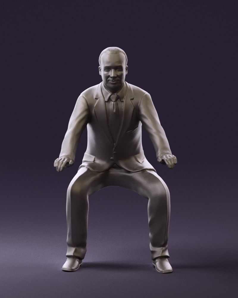 Man in blue suit seating 0820 3D model_34