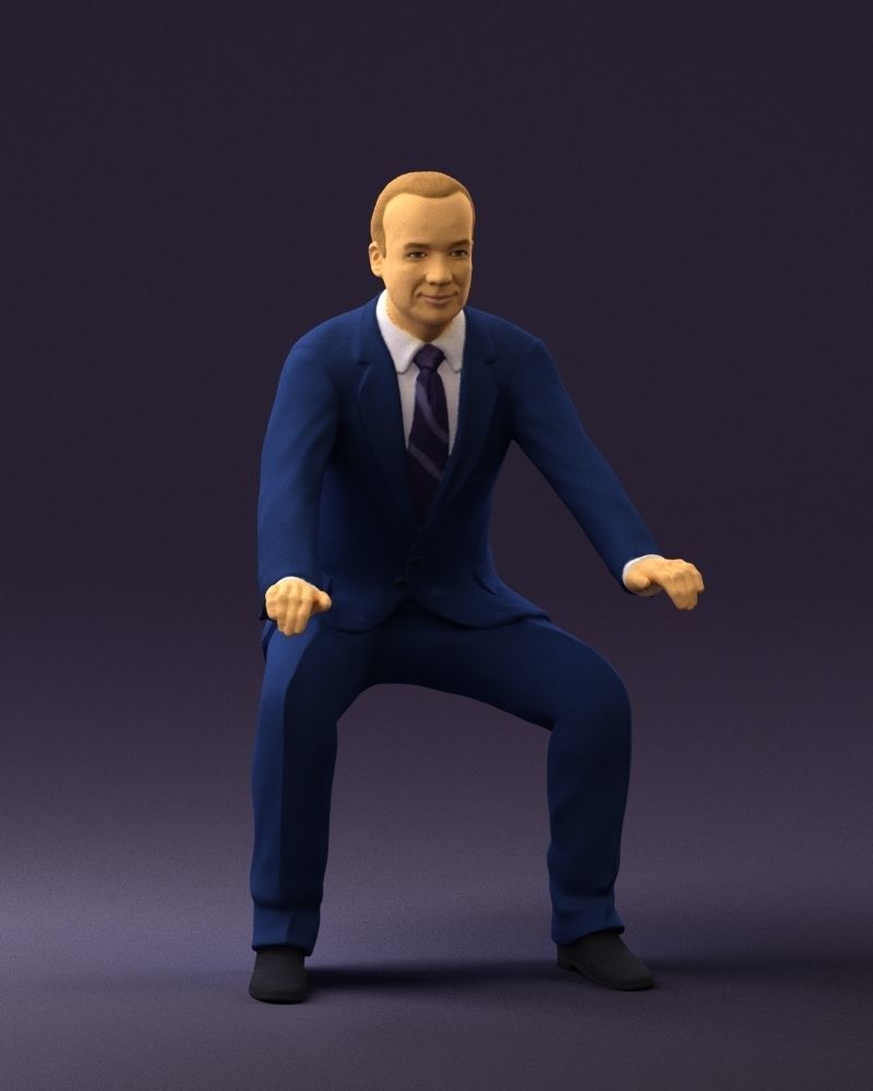 Man in blue suit seating 0820 3D model_3