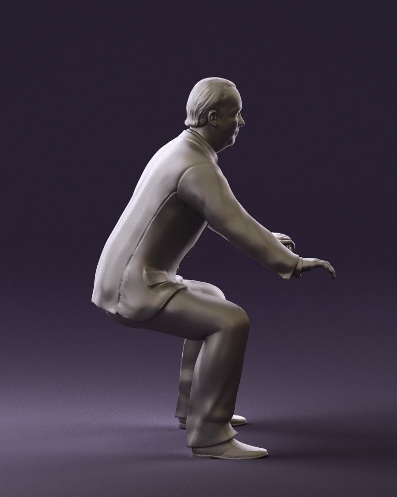 Man in blue suit seating 0820 3D model_13