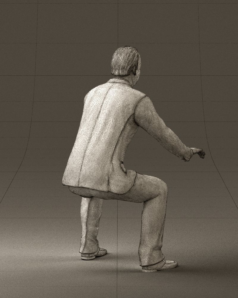 Man in blue suit seating 0820 3D model_17