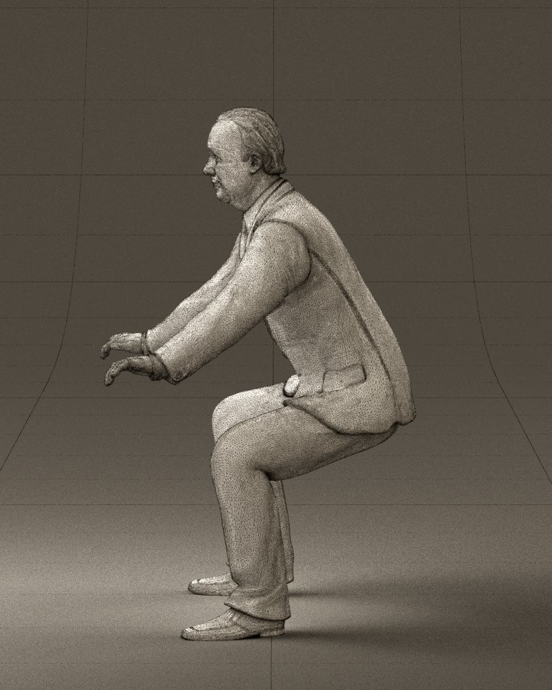 Man in blue suit seating 0820 3D model_26