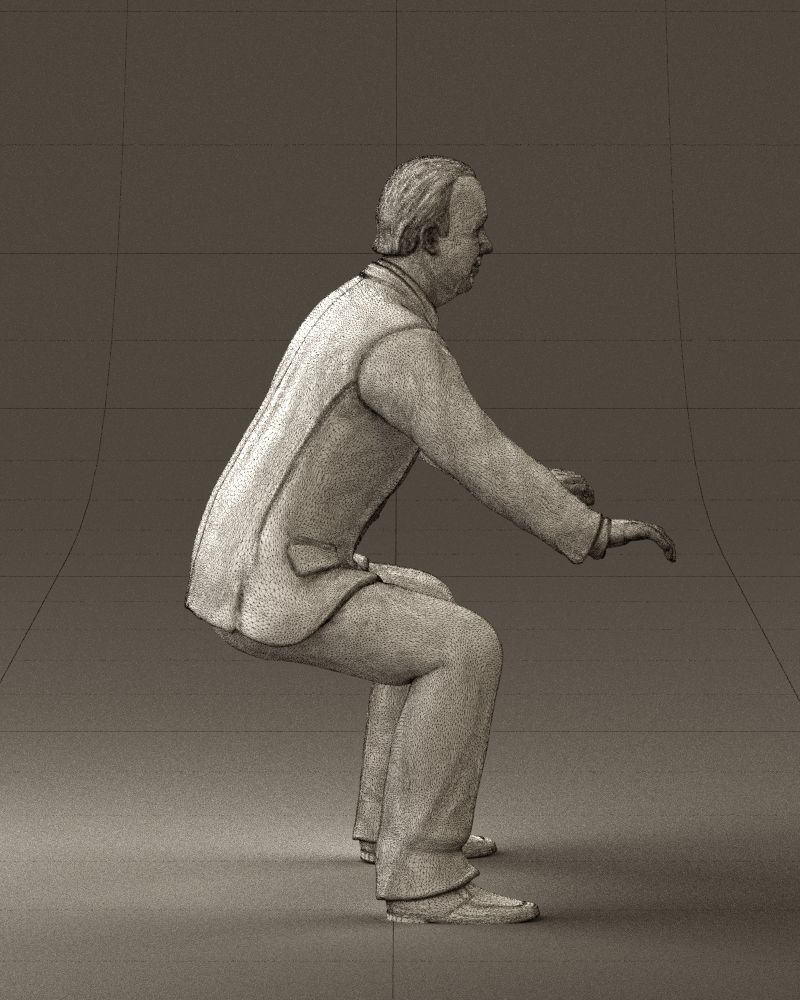 Man in blue suit seating 0820 3D model_14