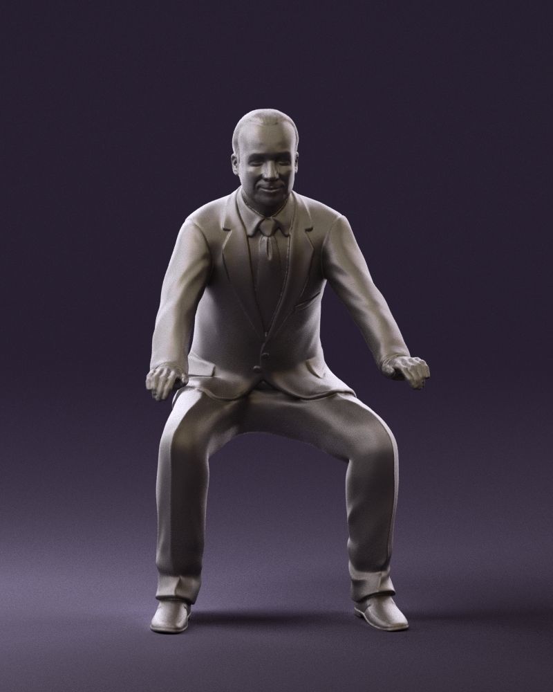 Man in blue suit seating 0820 3D model_1