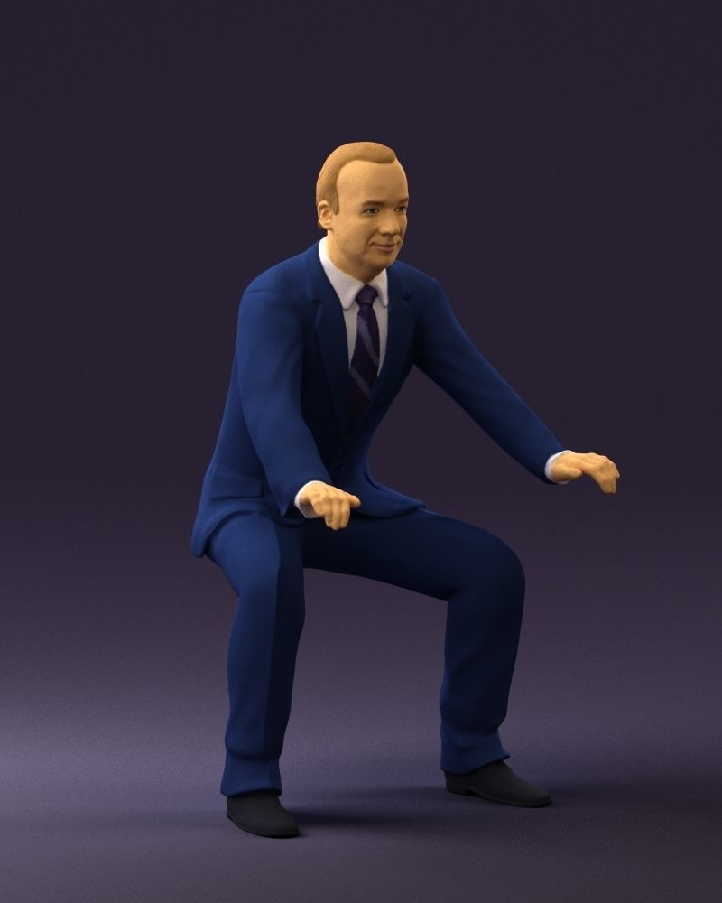 Man in blue suit seating 0820 3D model_6
