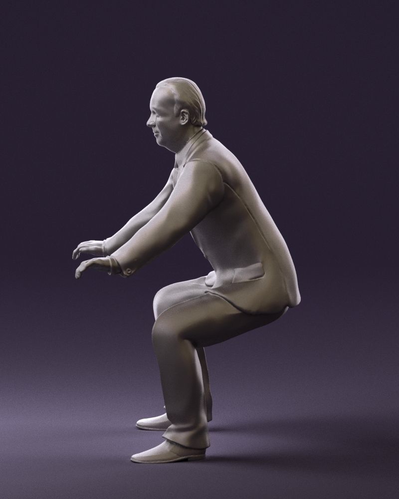 Man in blue suit seating 0820 3D model_25