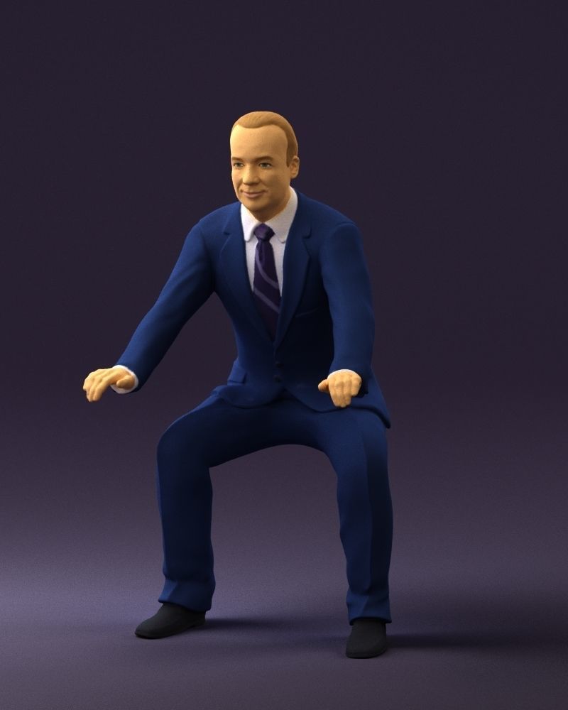 Man in blue suit seating 0820 3D model_30
