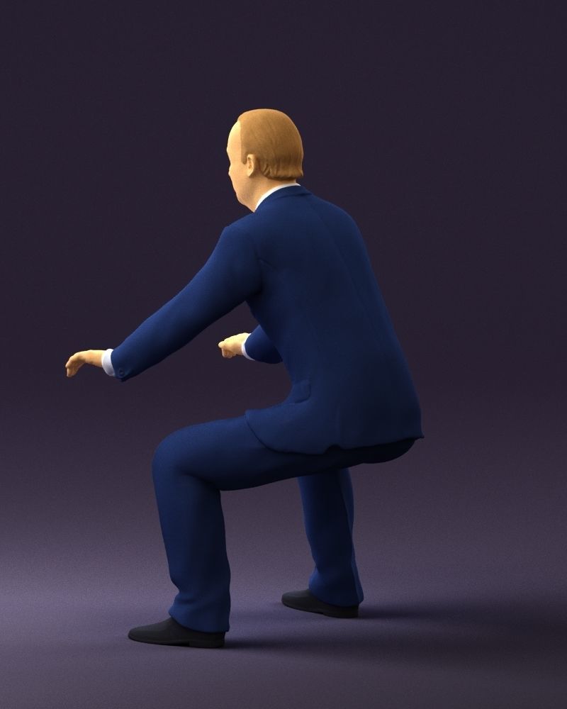 Man in blue suit seating 0820 3D model_21