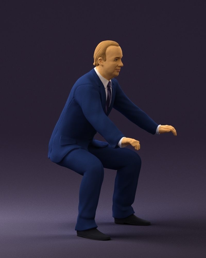 Man in blue suit seating 0820 3D model_9