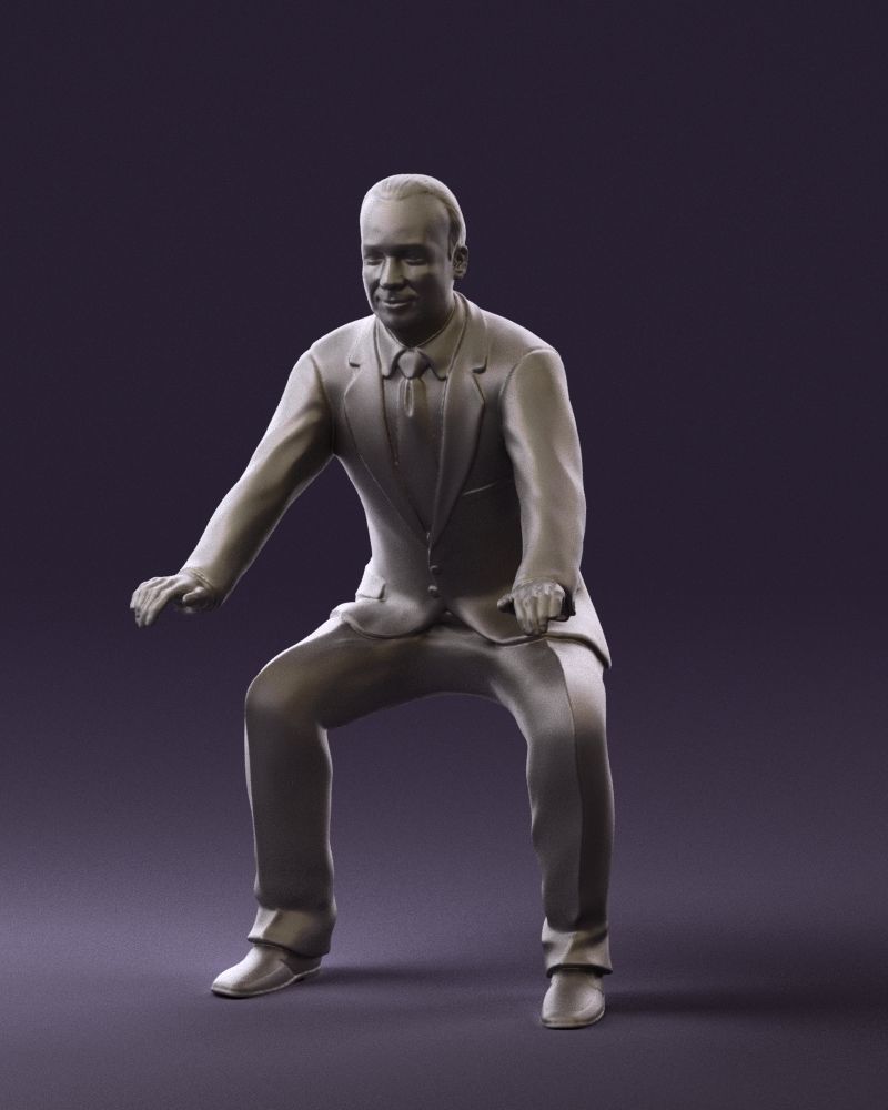 Man in blue suit seating 0820 3D model_31