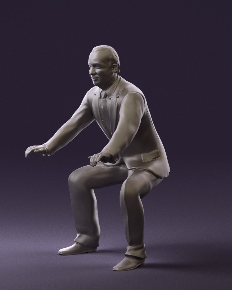 Man in blue suit seating 0820 3D model_28