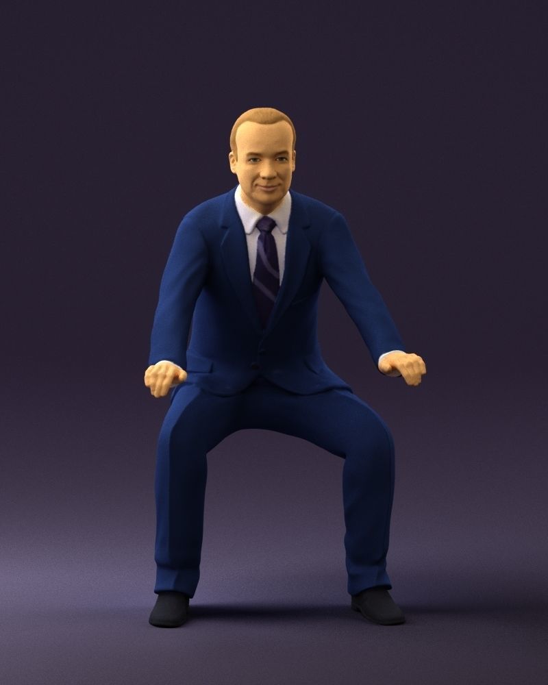 Man in blue suit seating 0820 3D model_36