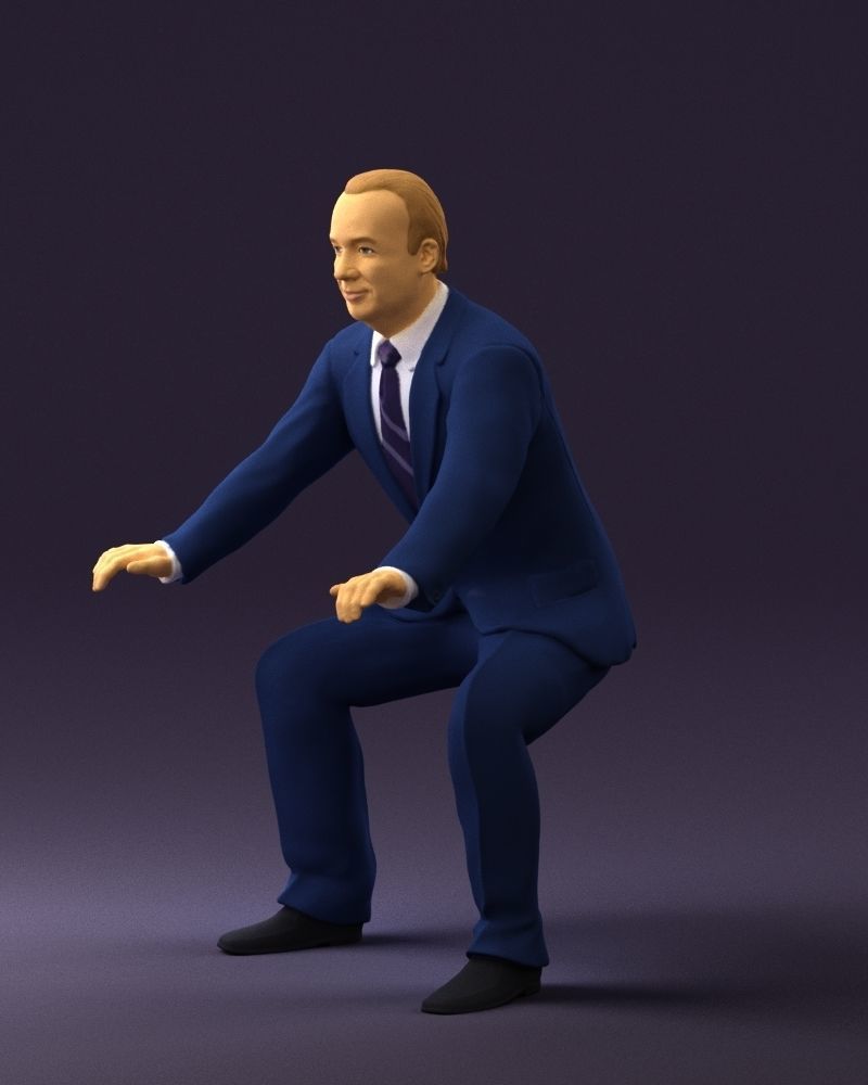 Man in blue suit seating 0820 3D model_27
