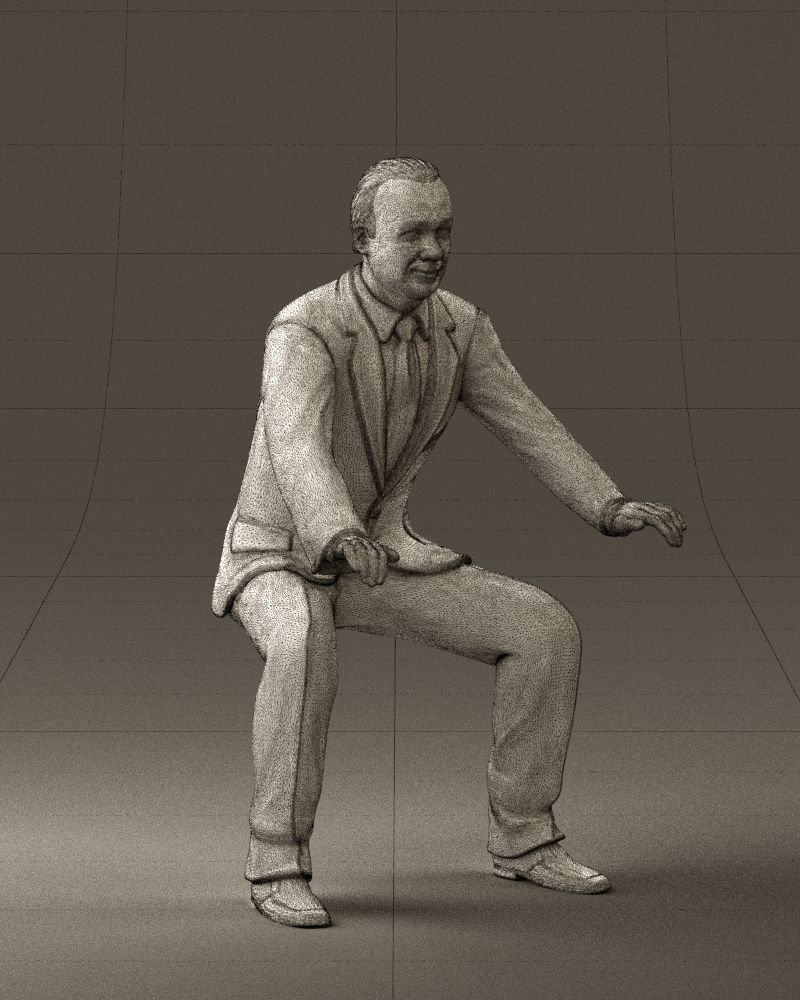 Man in blue suit seating 0820 3D model_8