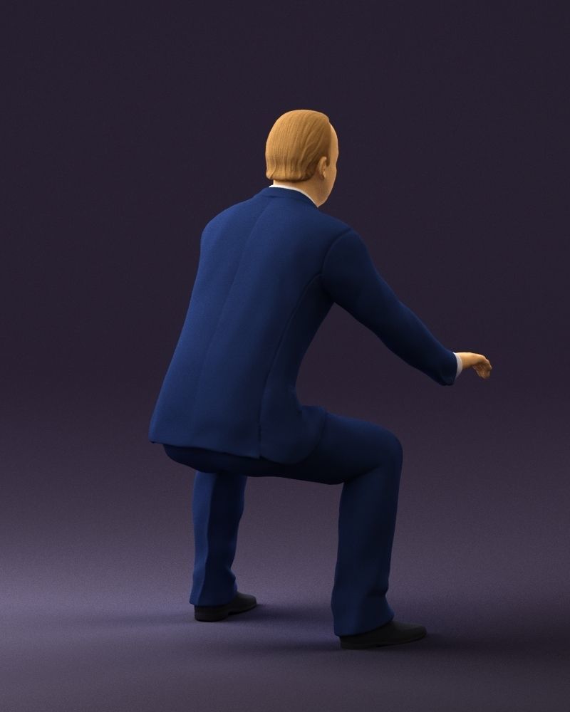 Man in blue suit seating 0820 3D model_15