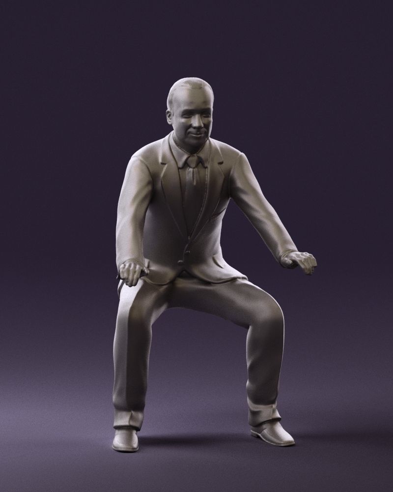 Man in blue suit seating 0820 3D model_4
