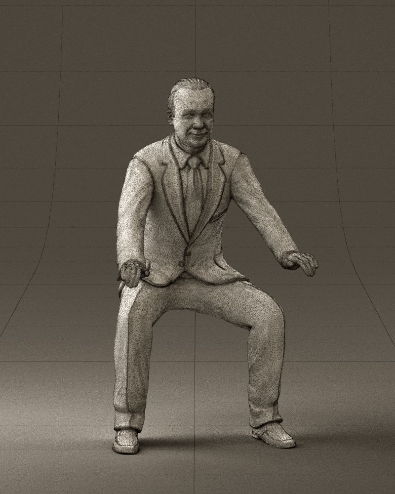 Man in blue suit seating 0820 3D model_5