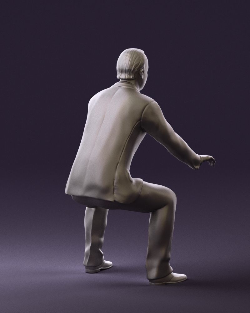 Man in blue suit seating 0820 3D model_16