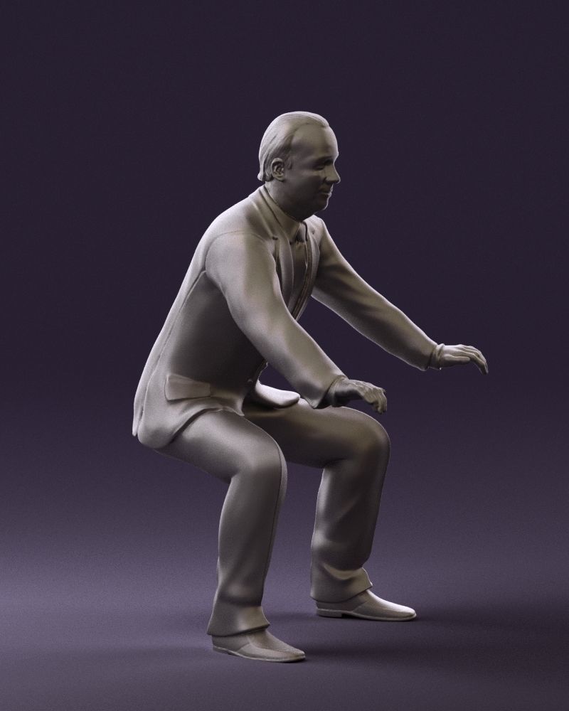 Man in blue suit seating 0820 3D model_10