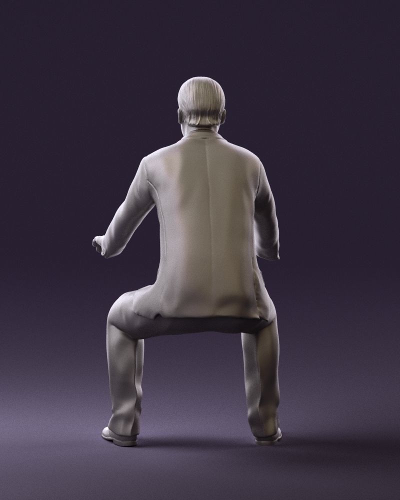 Man in blue suit seating 0820 3D model_19