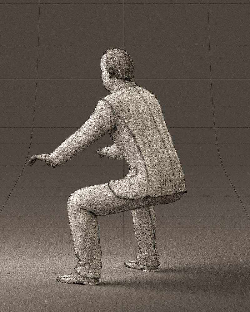 Man in blue suit seating 0820 3D model_23