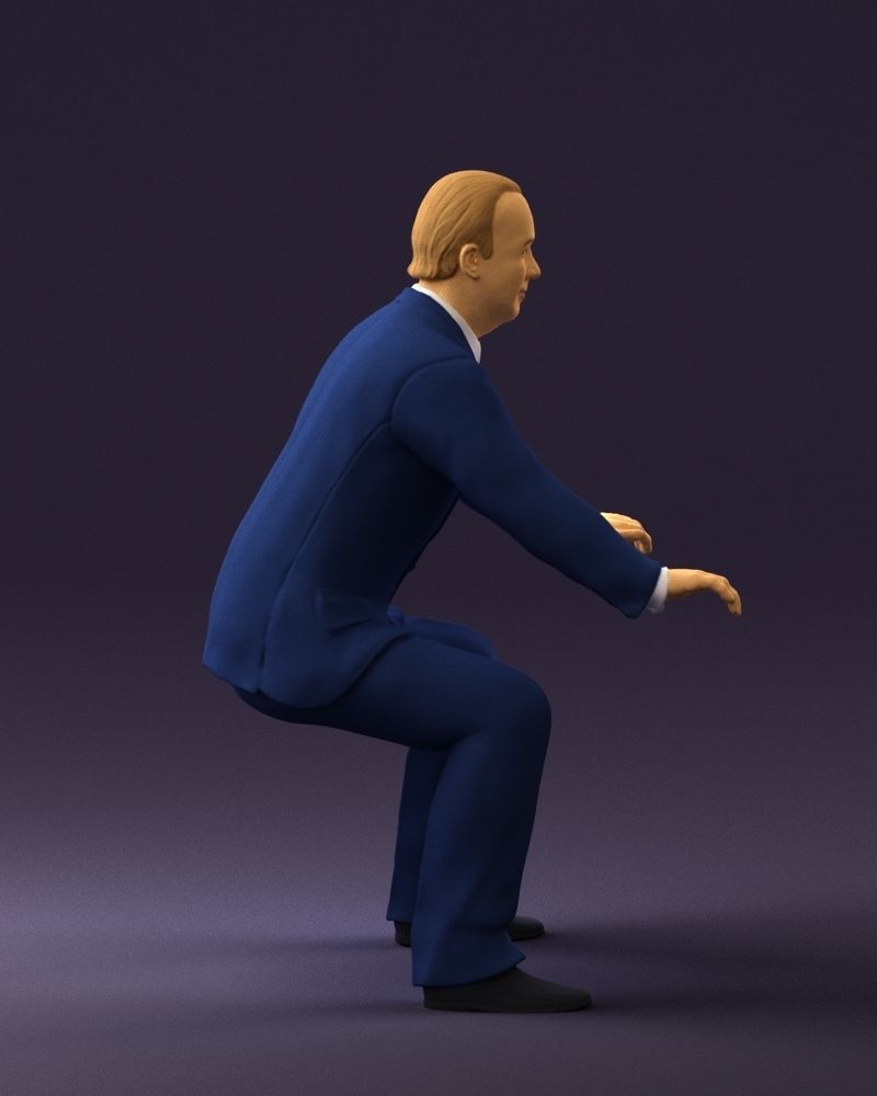 Man in blue suit seating 0820 3D model_12