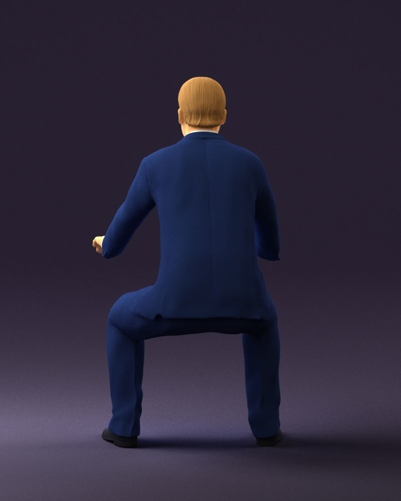 Man in blue suit seating 0820 3D model_18