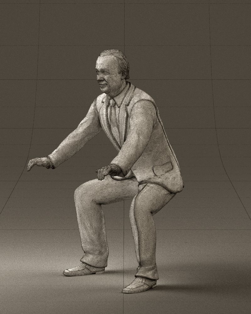 Man in blue suit seating 0820 3D model_29