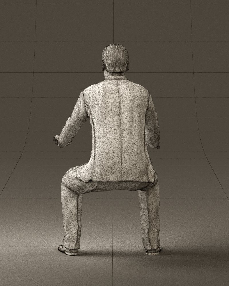 Man in blue suit seating 0820 3D model_20