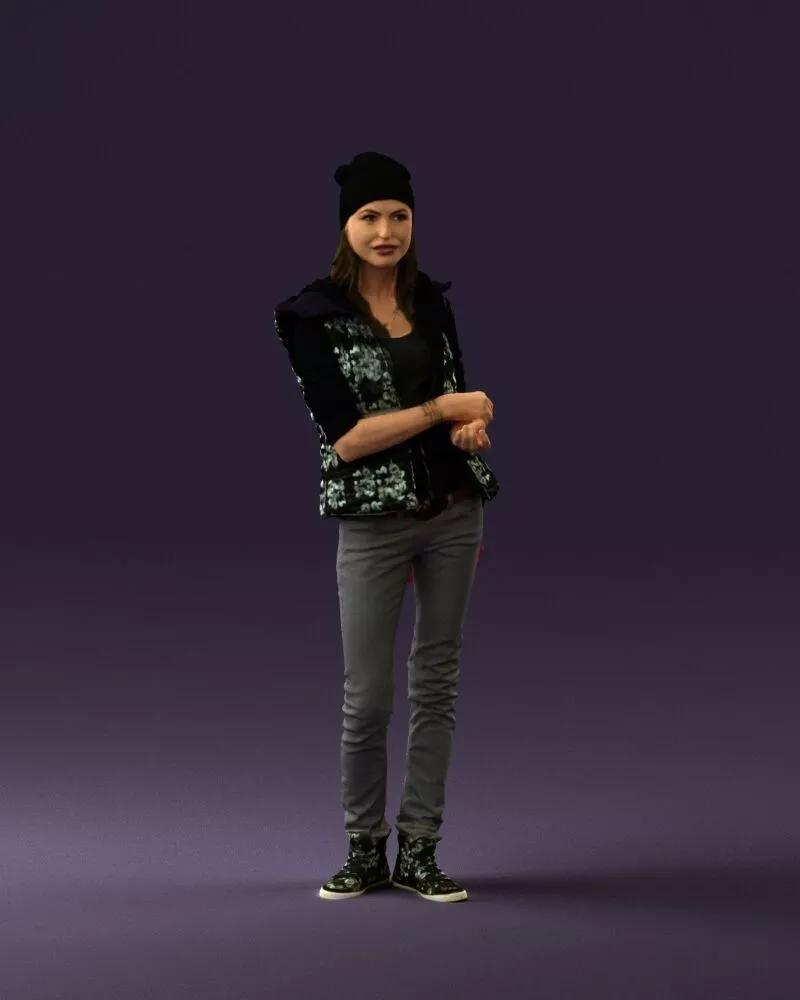 Woman in black pink bag behind 0819 3D model