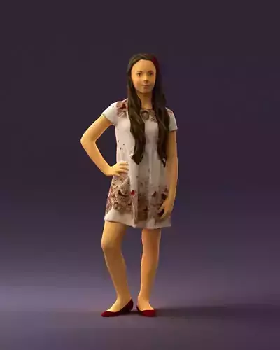 Woman in white dress long hairs 0822