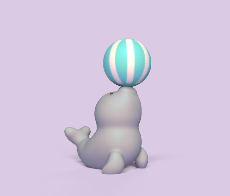 Seal Playing Ball 3D print model_1