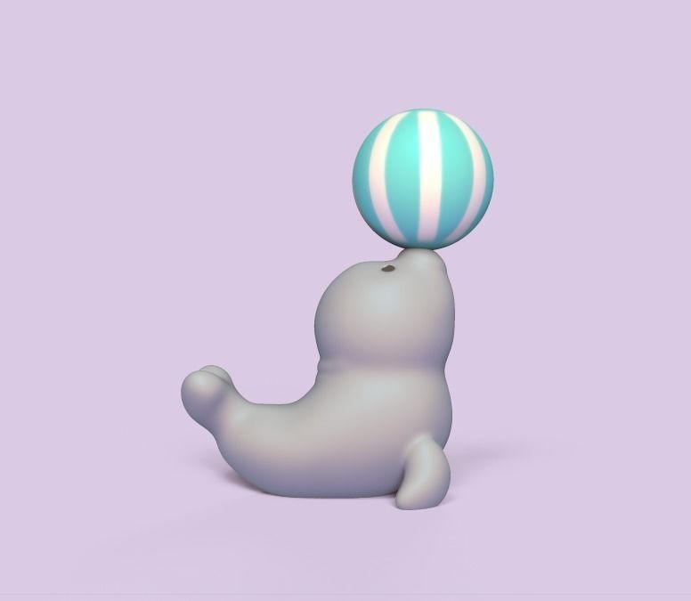 Seal Playing Ball 3D print model_0