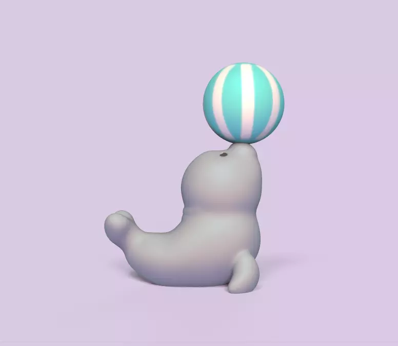 Seal Playing Ball 3D print model_0