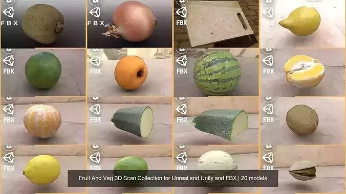 Fruit And Veg 3D Scan Collection for Unreal and Unity and FBX 3D Model Pack 4