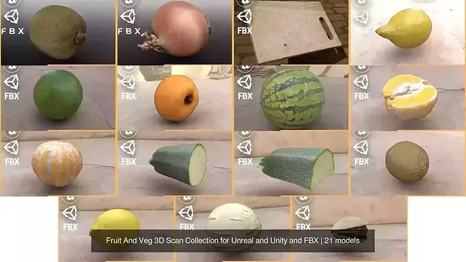 Fruit And Veg 3D Scan Collection for Unreal and Unity and FBX 3D Model Pack 3