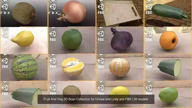Fruit And Veg 3D Scan Collection for Unreal and Unity and FBX 3D Model Pack 2