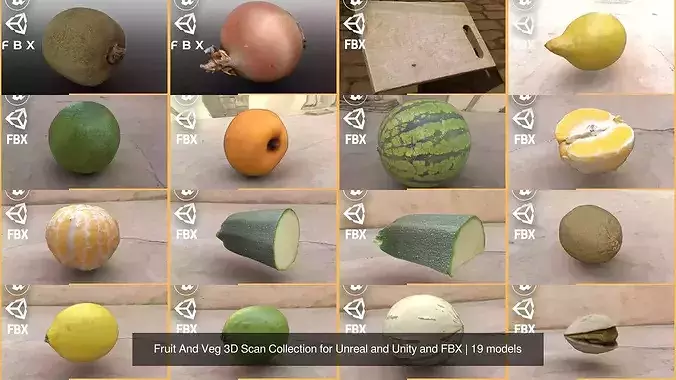 Fruit And Veg 3D Scan Collection for Unreal and Unity and FBX 3D Model Pack 5