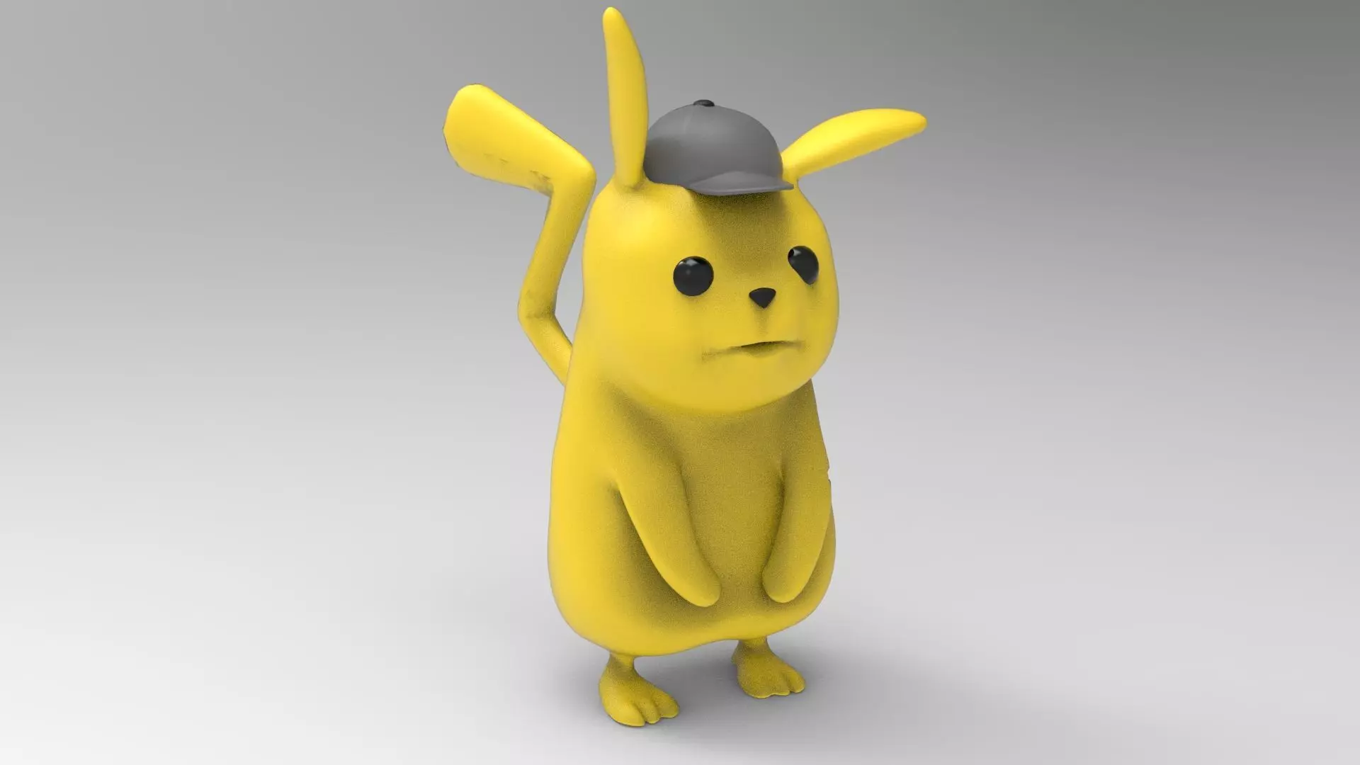 Pikachu wearing hat 3D print model_0