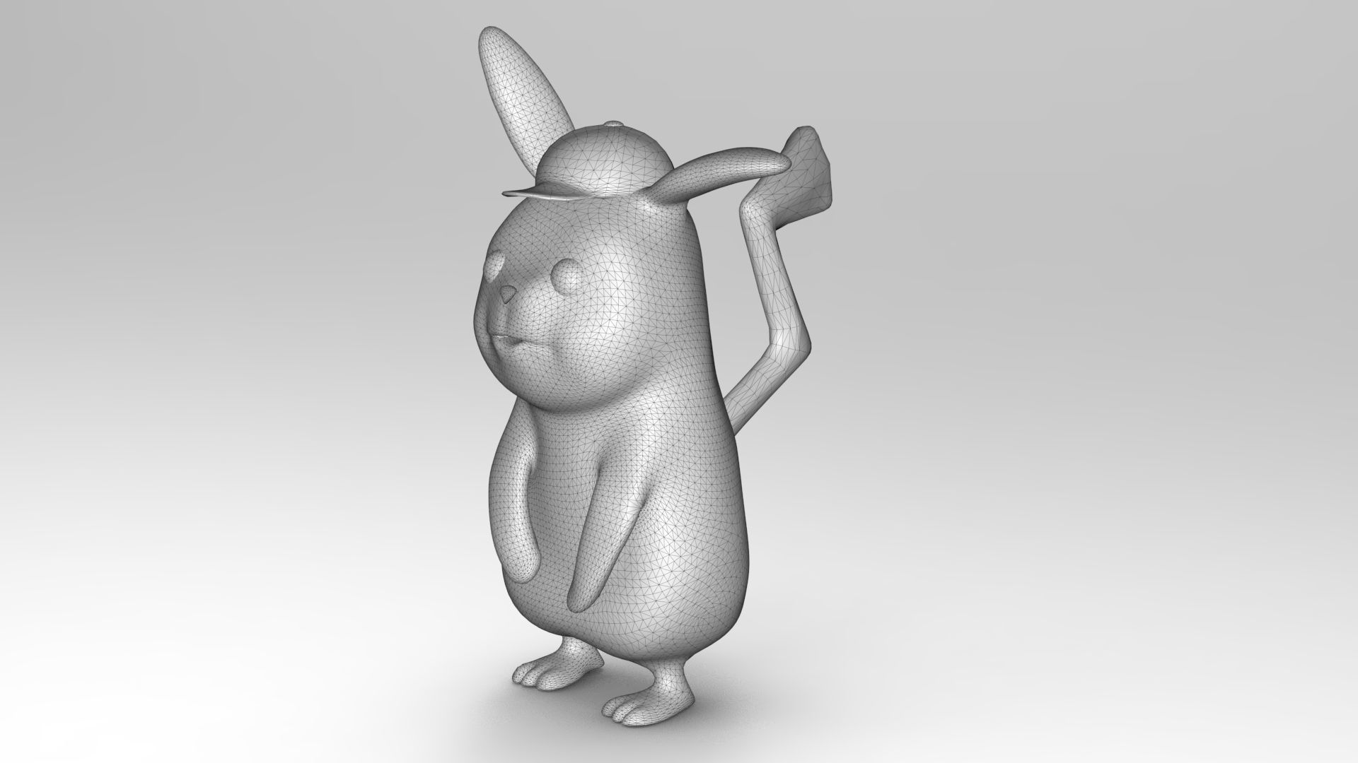 Pikachu wearing hat 3D print model_6