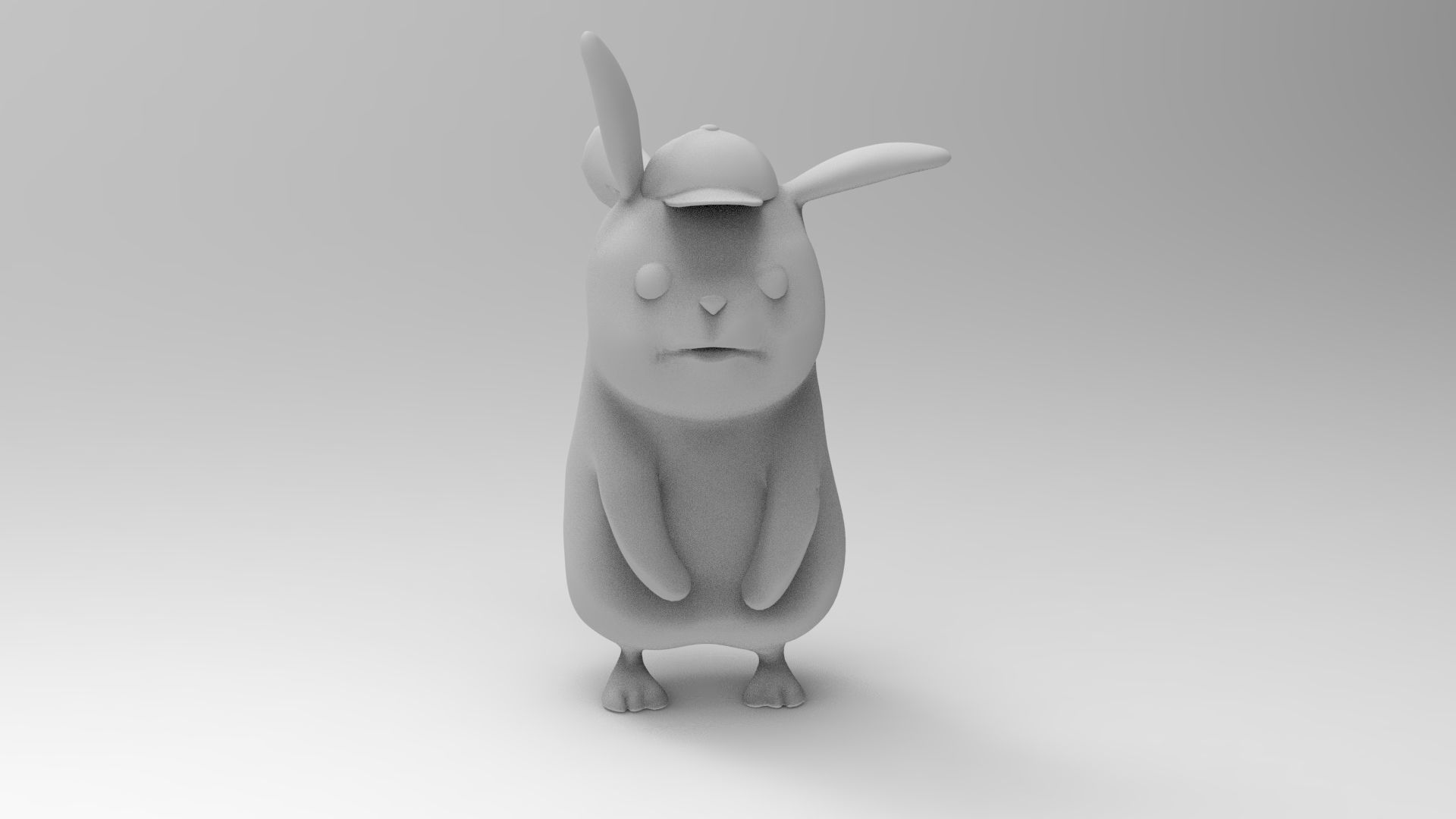 Pikachu wearing hat 3D print model_8