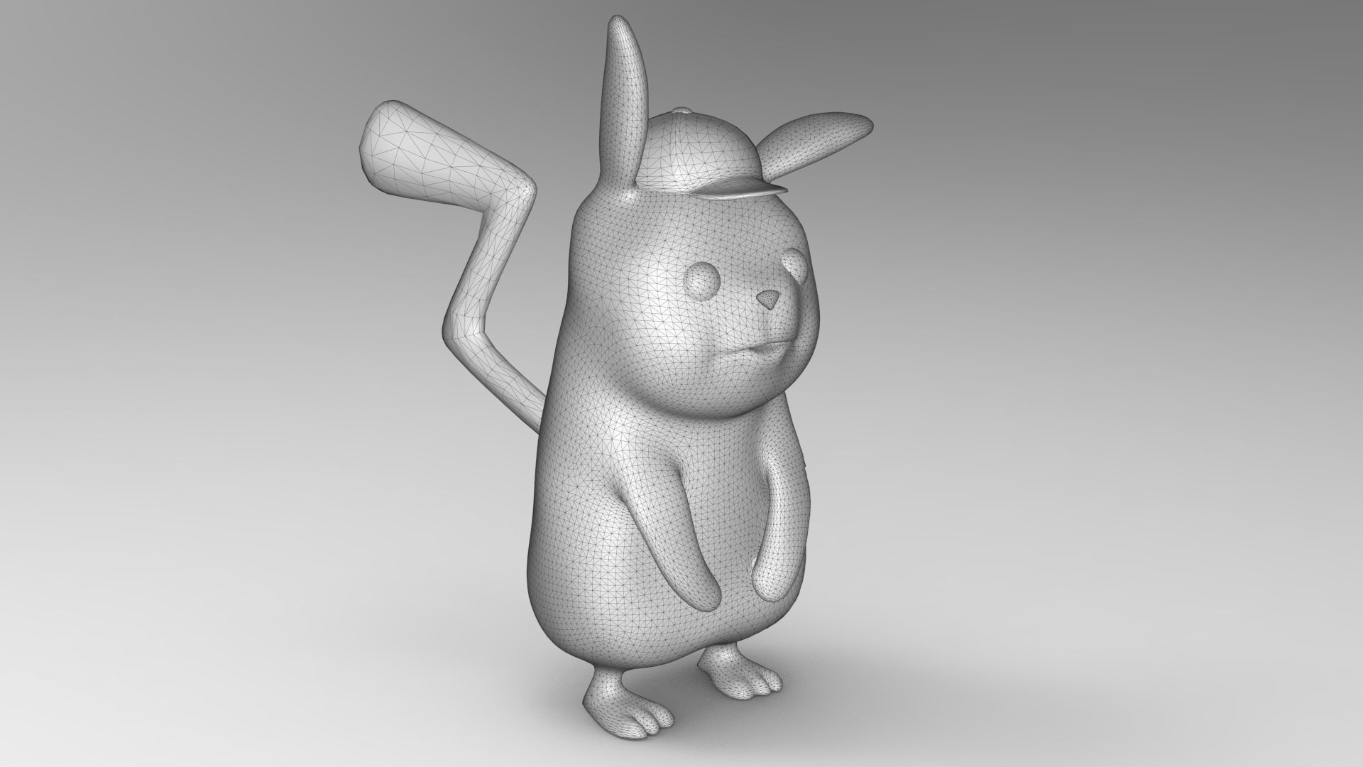 Pikachu wearing hat 3D print model_5