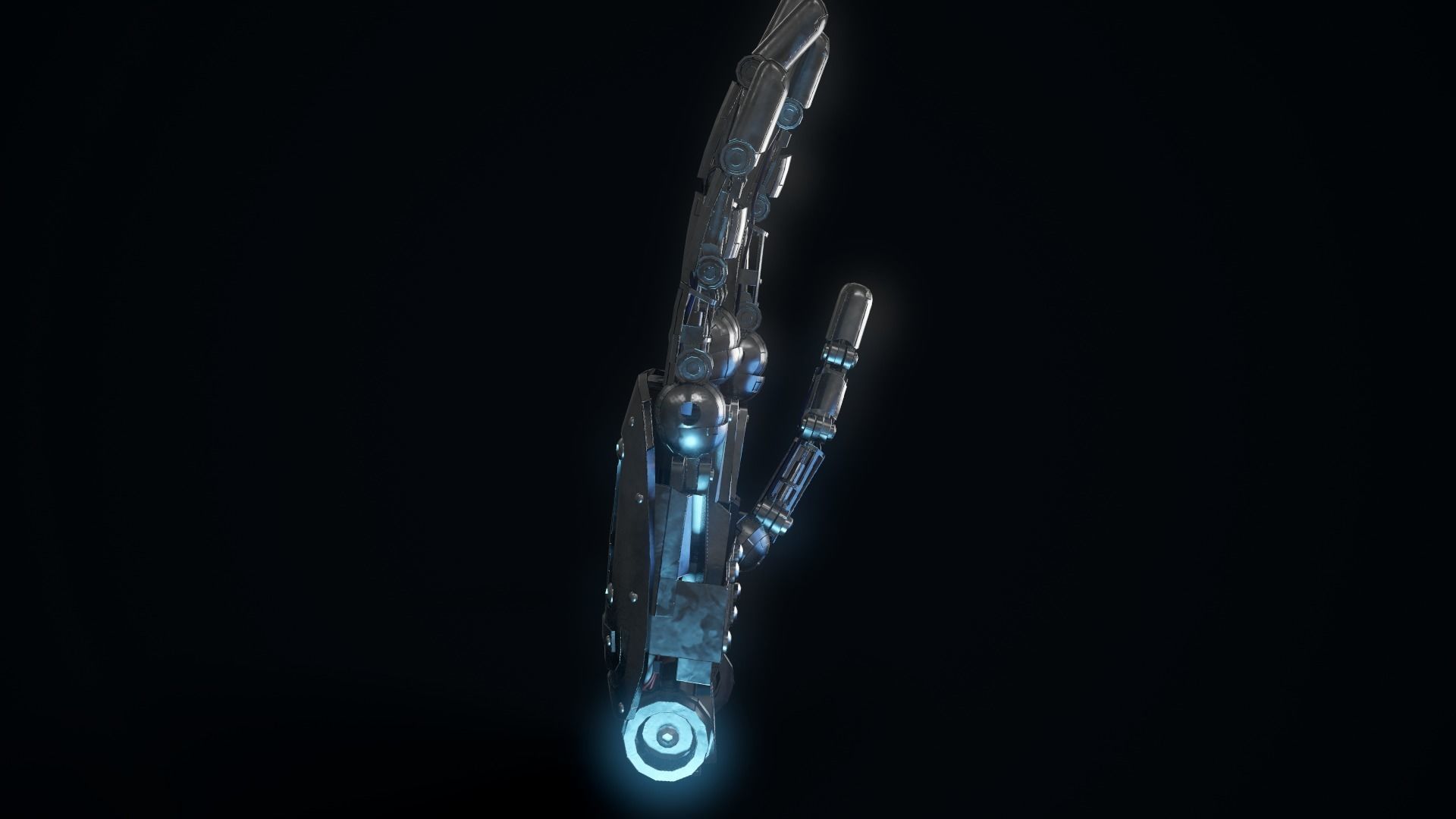 Humanoid Robotic Hand Low-poly 3D model_2