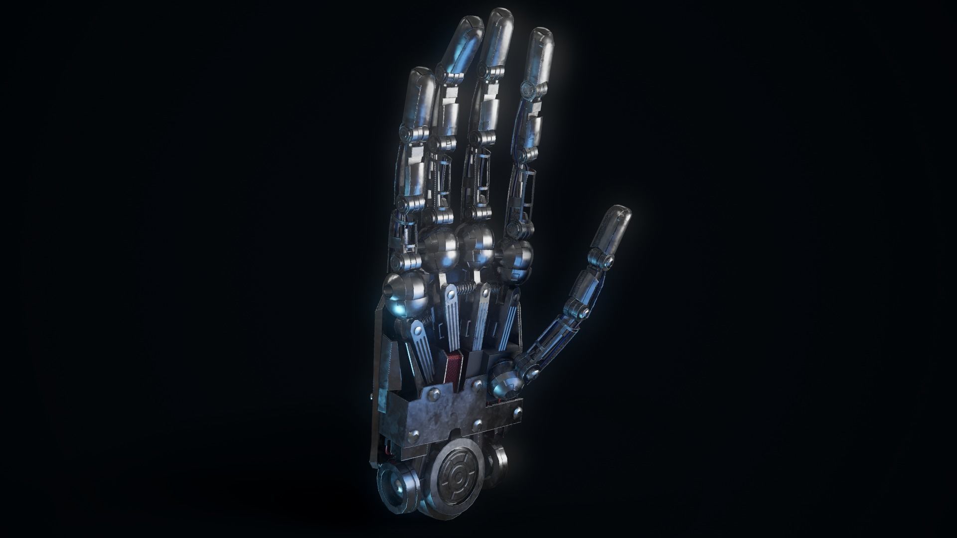 Humanoid Robotic Hand Low-poly 3D model_3