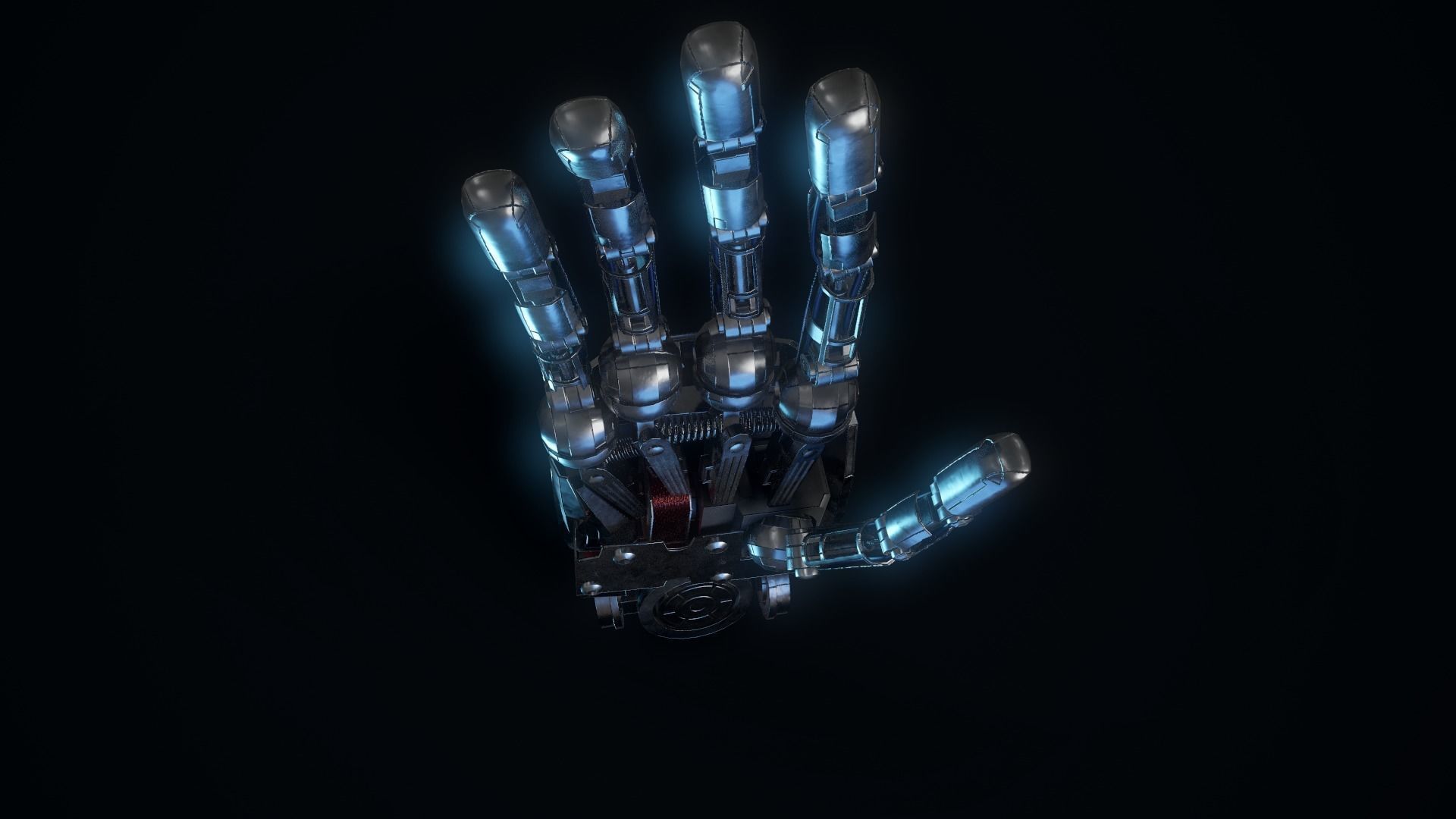 Humanoid Robotic Hand Low-poly 3D model_4