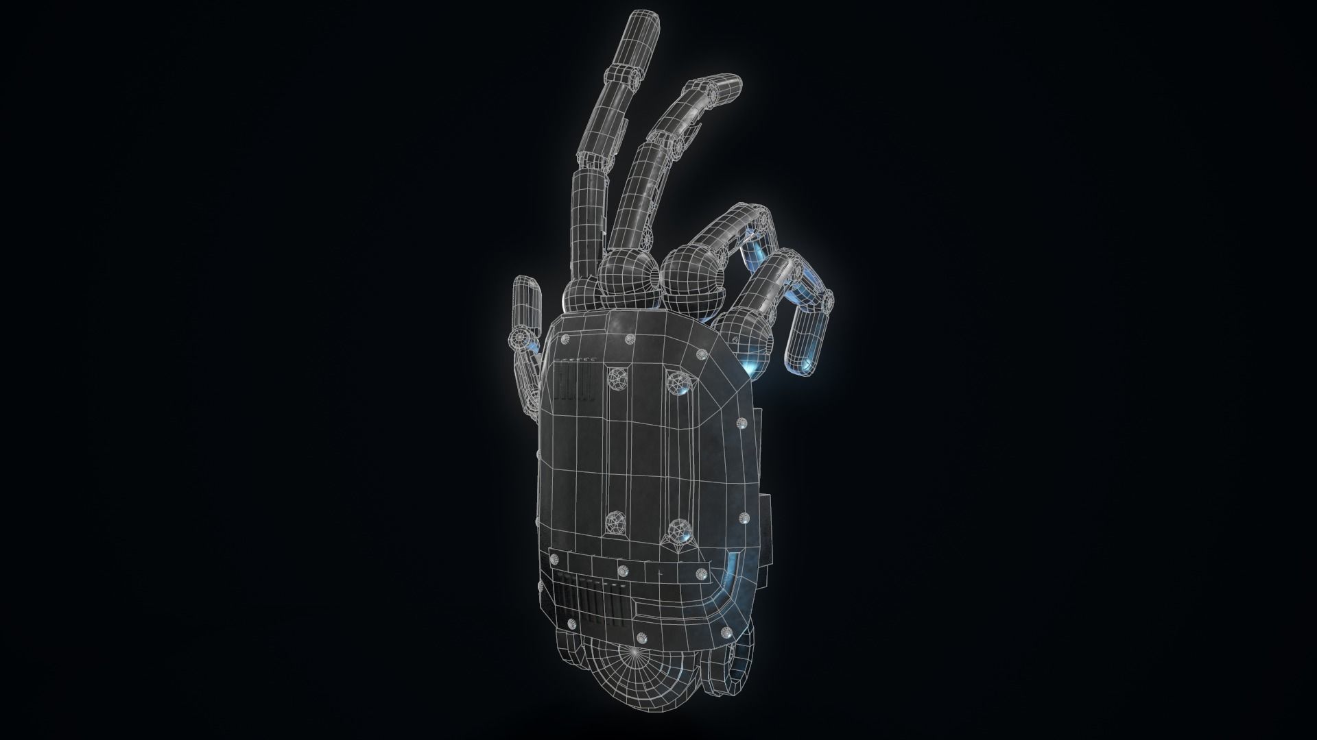 Humanoid Robotic Hand Low-poly 3D model_9